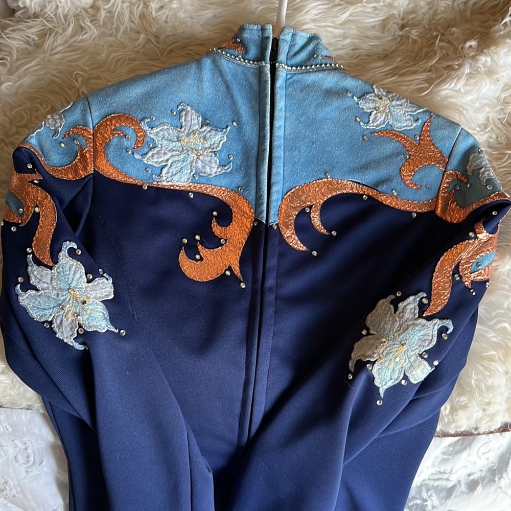 Windsong Farms custom blue copper showmanship/horsemanship shirt  pants Sz S - Picture 6 of 16